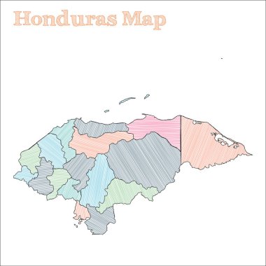 Honduras el çizimi harita rengarenk ülke özeti taşralı İndelible Honduras haritası