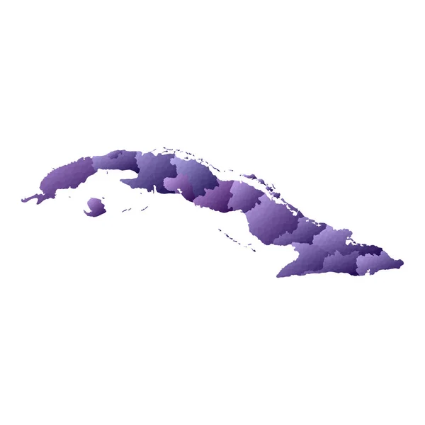 Mapa de Cuba Esquema de país de estilo geométrico Ilustración de vector violeta justo — Archivo Imágenes Vectoriales