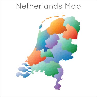 Hollanda 'nın düşük Poli haritası Hollanda geometrik çokgen mozaik biçim haritası