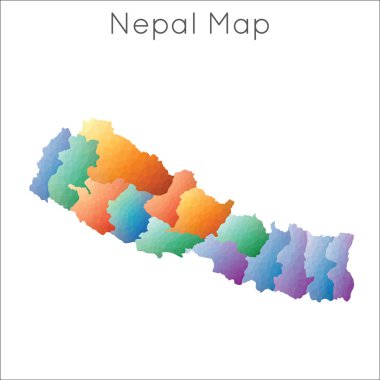 Nepal geometrik çokgen mozaik haritasının düşük Poli haritası