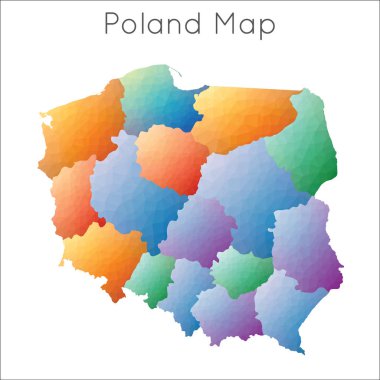 Low Poly map of Poland Poland geometric polygonal mosaic style map