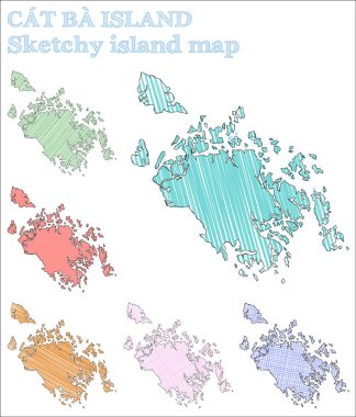 Cat Ba Island sketchy island Marvelous hand drawn island Mesmeric childish style Cat Ba Island
