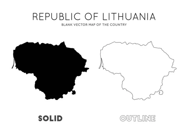 Lituania mappa Blank vector map of the Country Borders of Lithuania per la tua infografica Vector — Vettoriale Stock