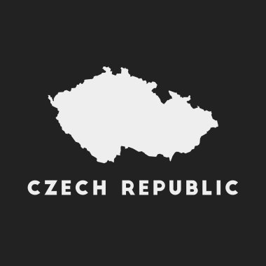 Koyu arkaplan üzerindeki Çek Cumhuriyeti ikonu Ülke haritası ülke adına sahip Çek Cumhuriyeti stili