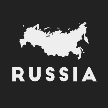 Rusya 'nın kara zemin üzerindeki simge ülke haritası Ülke adı Vektör olan Rusya haritası