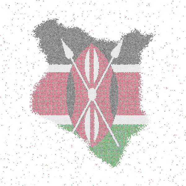 Карта Кении в стиле мозаики с изображением флага Кении
