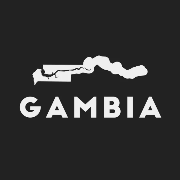 Gambia icono Mapa del país sobre fondo oscuro Elegante mapa de Gambia con nombre de país Vector — Vector de stock
