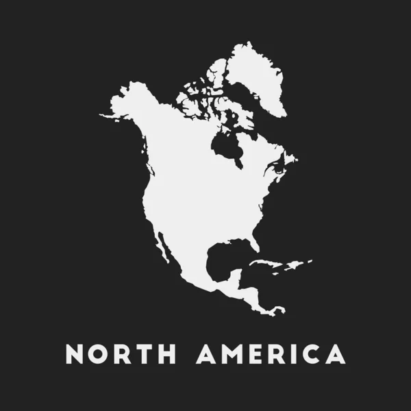 Noord-Amerika icoon Continentale kaart op donkere achtergrond Stijlvolle Noord-Amerikaanse kaart met continent naam — Stockvector
