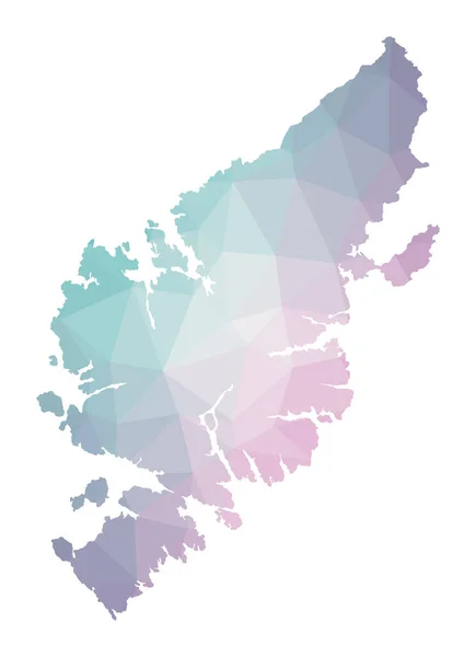 Mapa poligonal de Lewis y Harris Ilustración geométrica de la isla en colores amatista esmeralda — Vector de stock