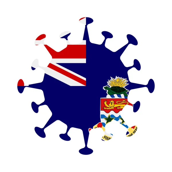 Bandiera di Cayman in forma di virus Paese segno Vettoriale illustrazione — Vettoriale Stock