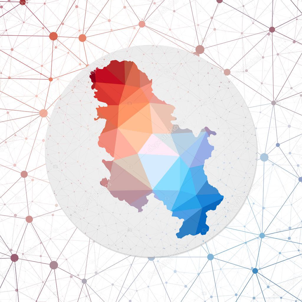 Abstract vector map of Serbia Technology in the country geometric style poster Polygonal Serbia