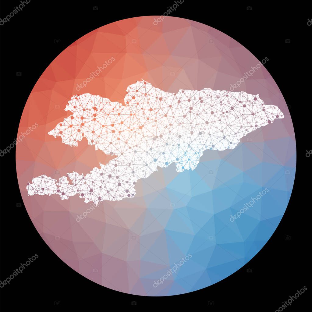 Vector network Kyrgyzstan map Map of the country with low poly background Rounded Kyrgyzstan