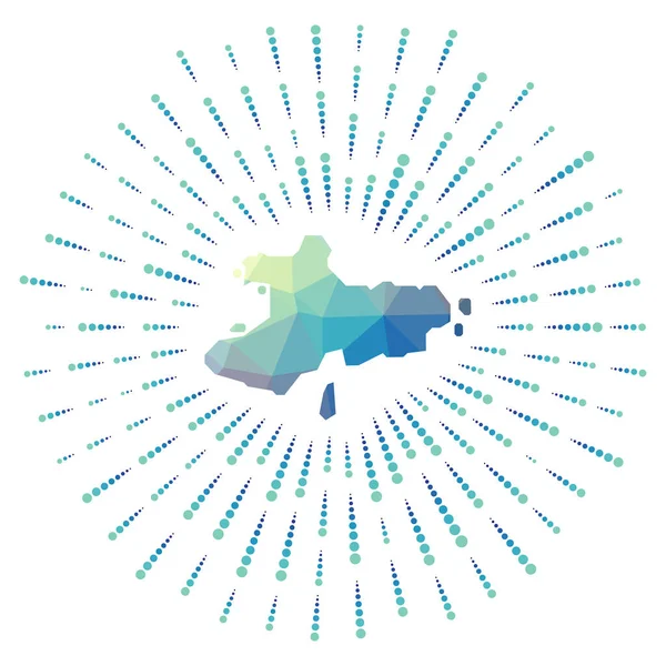 Forma del estallido de sol poligonal de Union Island Mapa de la isla con rayos de estrellas de colores Union Island — Vector de stock