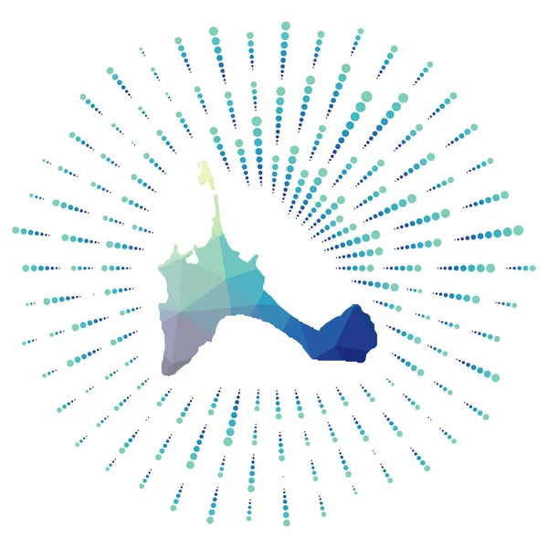 Форма многоугольной солнечной вспышки Форментера Карта острова с красочными звездными лучами Форментера — стоковый вектор