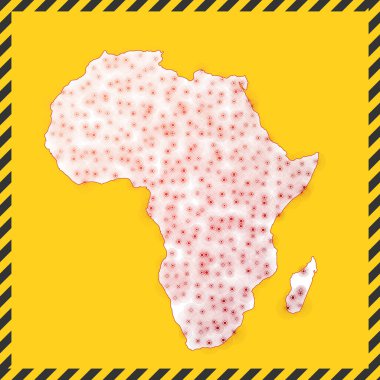 Afrika kapalı virüs tehlike işareti kıta simgesi Siyah çizgili sınırını haritayla kilitle