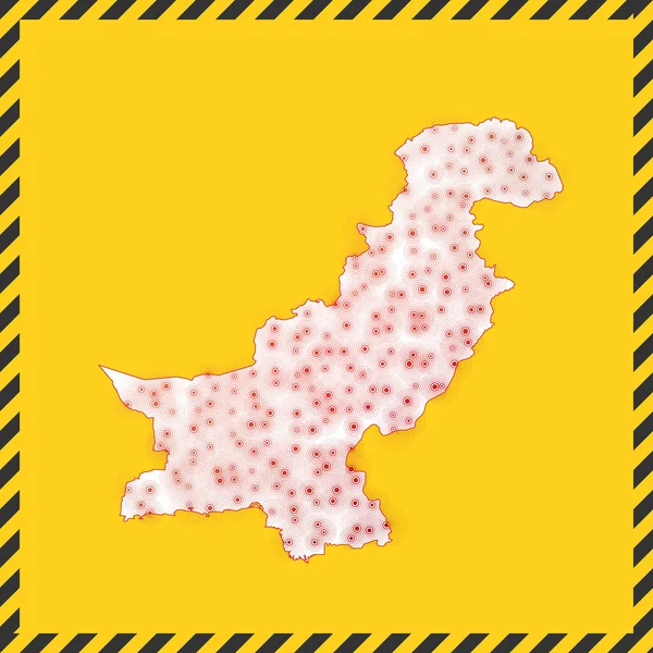 Пакистан закрив вірусну небезпеку знак Lock down кантрі ікона Чорний смугастий кордон навколо карти з — стоковий вектор