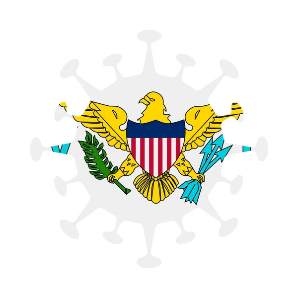 Flag of Virgin Islands US in virus shape Country sign Vector illustration — Stock Vector
