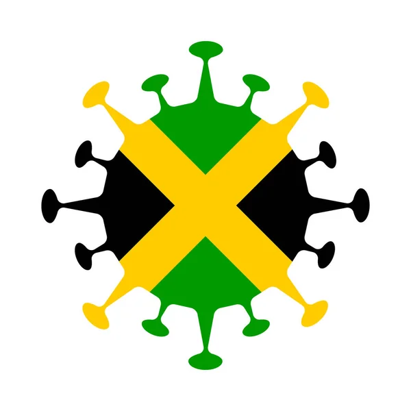 ウイルスの形でジャマイカの旗国の看板ベクトルイラスト — ストックベクタ