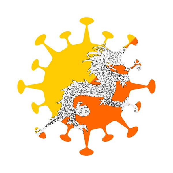 Flagga av Bhutan i virus form Land tecken Vektor illustration — Stock vektor
