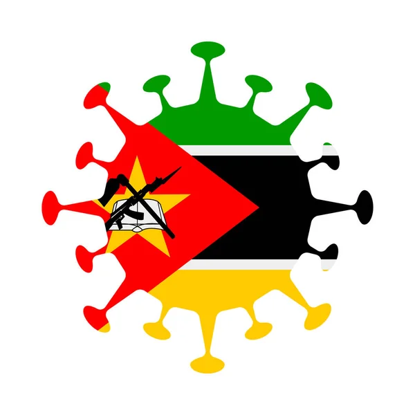 Σημαία της Μοζαμβίκης σε σχήμα ιού Εικόνα διάνυσμα χώρας — Διανυσματικό Αρχείο