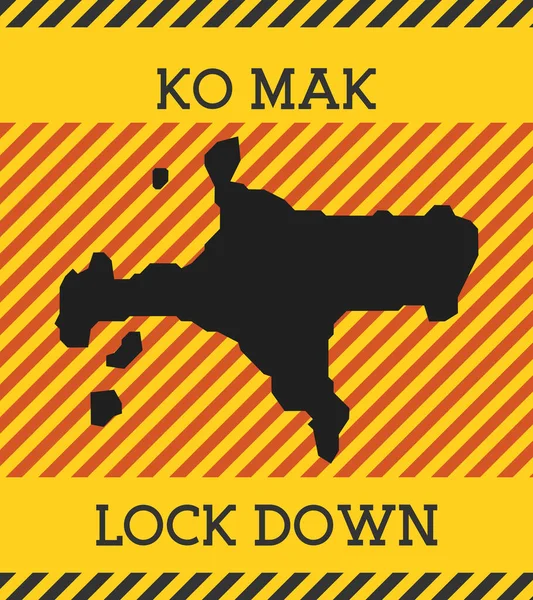 Ko Mak Bloccare segno isola gialla pandemia pericolo icona vettoriale illustrazione — Vettoriale Stock