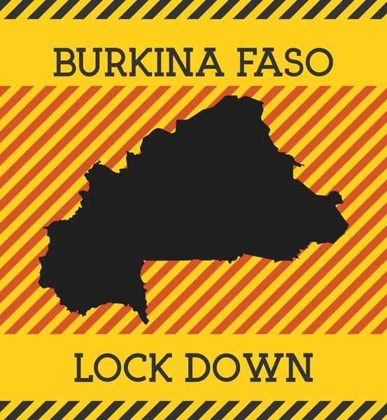 Burkina Faso Kilitleme İşareti Sarı Ülke Salgın Tehlike Vektör illüstrasyonu — Stok Vektör