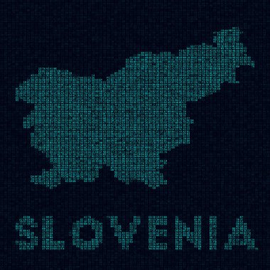 Slovenya teknoloji haritası Ülke sembolü Slovenya 'nın dijital stil siber haritası ve ülke adı İnanılmaz