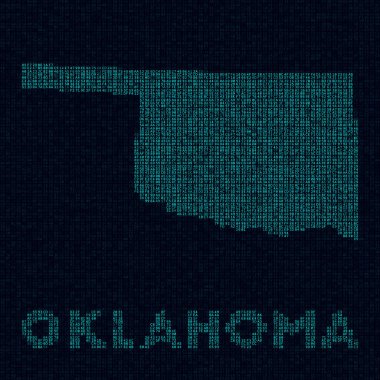 Oklahoma Teknoloji Haritası. Oklahoma 'nın dijital stil siber haritasında Amerika Birleşik Devletleri sembolü.