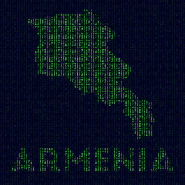 Digitaal Armenië logo Land symbool in hacker stijl Binary code kaart van Armenië met landnaam — Stockvector