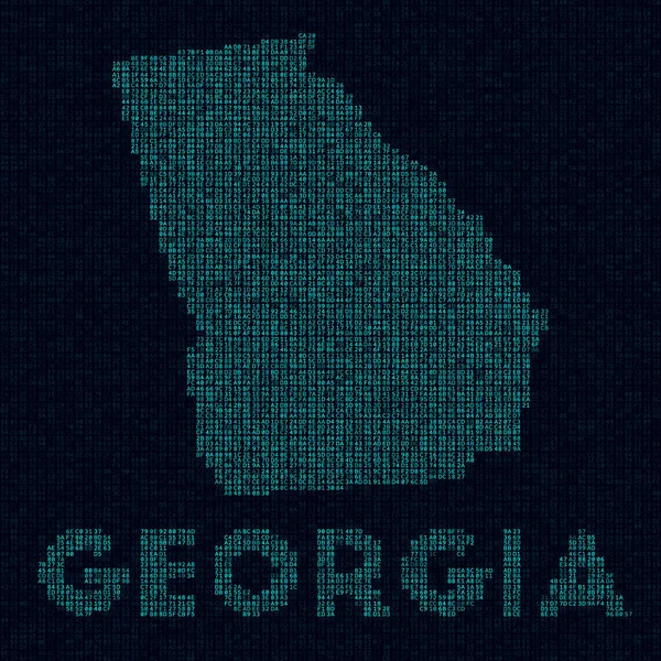 Технологическая карта Джорджии США государственный символ в цифровом стиле Киберкарта Грузии с нами государственное название Cool — стоковый вектор