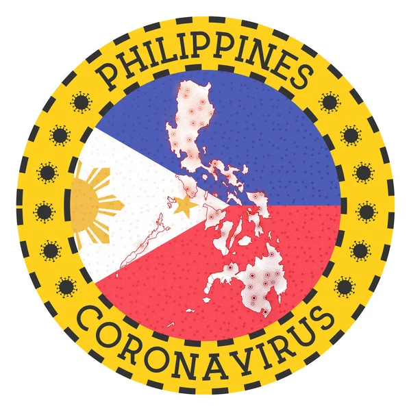Coronavirus in Philippines sign Round badge with shape of Philippines Yellow country lock down — Stock Vector
