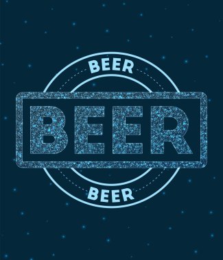 Bira Parlayan Yuvarlak Rozet Uzay Vektörü illüstrasyonunda Ağ stili geometrik bira damgası