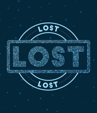 Kayıp Parlayan yuvarlak rozet Ağ biçimi geometrik uzay vektörü illüstrasyonunda kayıp pul