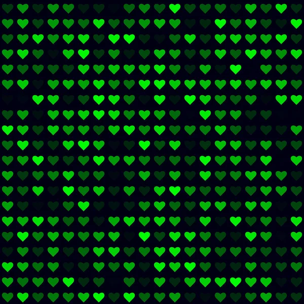Futuristiska tech bakgrund Fyllda mönster av hjärtan Grön färgad sömlös bakgrund Tilltalande — Stock vektor