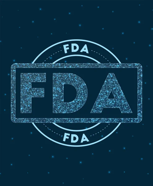 Uzay Vektörü illüstrasyonunda FDA Parlayan Yuvarlak Rozet Ağ stili Geometrik FDA damgası