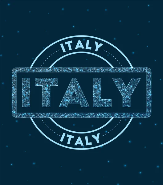 Italia Badge rotondo luminoso Stile di rete geometrico Italia timbro nello spazio Illustrazione vettoriale — Vettoriale Stock