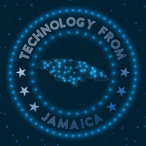 Технологии с Ямайки футуристический геометрический знак страны Технологическая концепция Раунд — стоковый вектор