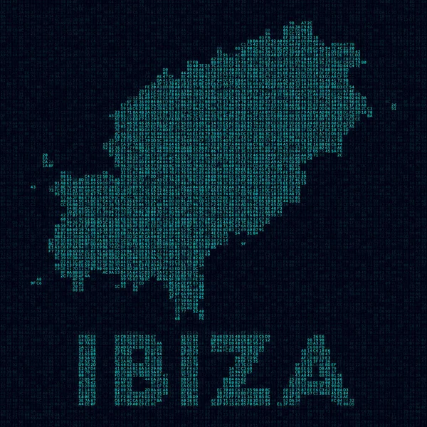 Ibiza tech map Island symbol in digital style Cyber map of Ibiza with Island name Modern vector — стоковий вектор