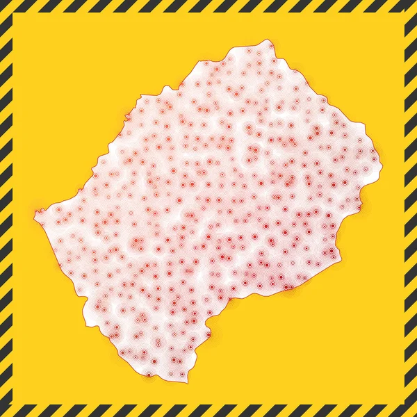 Lesotho fermé signe de danger de virus Verrouiller l'icône du pays Bordure rayée noire autour de la carte avec — Image vectorielle