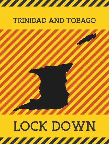 Trinidad a Tobago Lock Down Znamení Žlutá země pandemické nebezpečí ikona Vektorové ilustrace — Stockový vektor