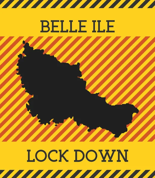 Belle Ile Kilitleme İşareti Sarı Ada Salgın Tehlike Vektör İllüstrasyonu — Stok Vektör
