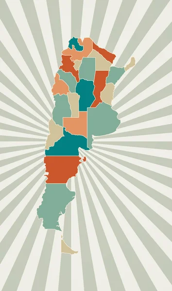 Argentina mapa Cartaz com mapa do país em paleta de cores retro Forma da Argentina com — Vetor de Stock