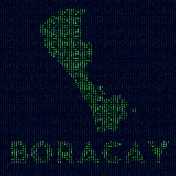 Logo digital Boracay Símbolo de la isla en estilo hacker Mapa de código binario de Boracay con nombre de isla — Vector de stock