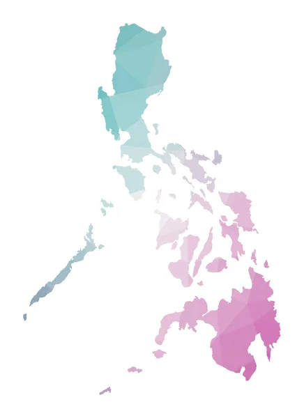 Polygonale Karte der Philippinen Geometrische Darstellung des Landes in smaragdgrünen Amethyst-Farben — Stockvektor