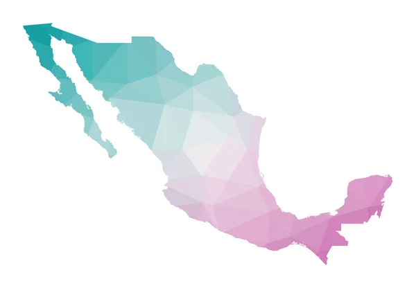 Mapa poligonal de México Ilustración geométrica del país en colores amatista esmeralda México — Archivo Imágenes Vectoriales