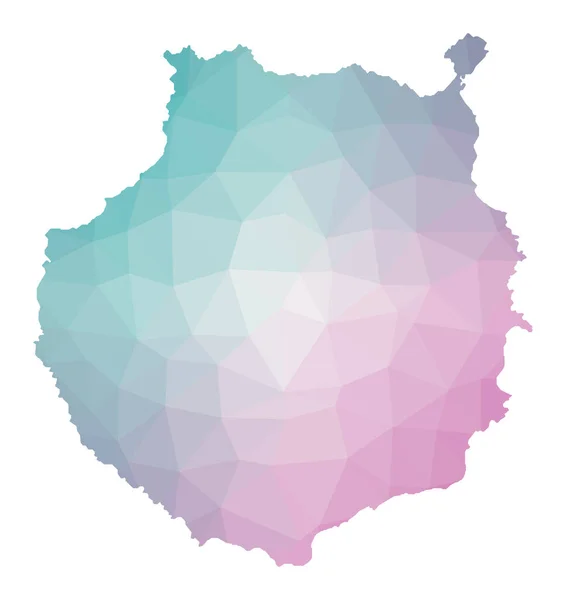 Mapa poligonal de Gran Canaria Ilustração geométrica da ilha em cores ametistas esmeralda Gran — Vetor de Stock