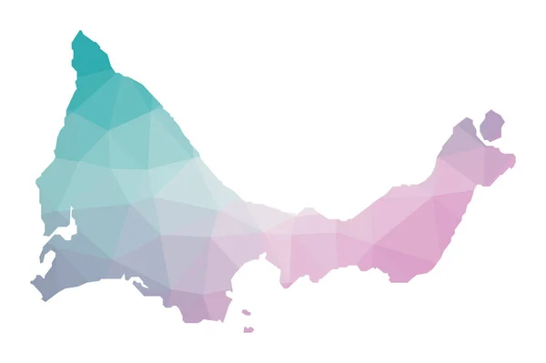 Mapa poligonal de Providenciales Ilustración geométrica de la isla en colores amatista esmeralda — Vector de stock