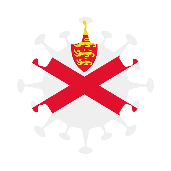 Vlag van Jersey in virusvorm Land teken Vector illustratie — Stockvector
