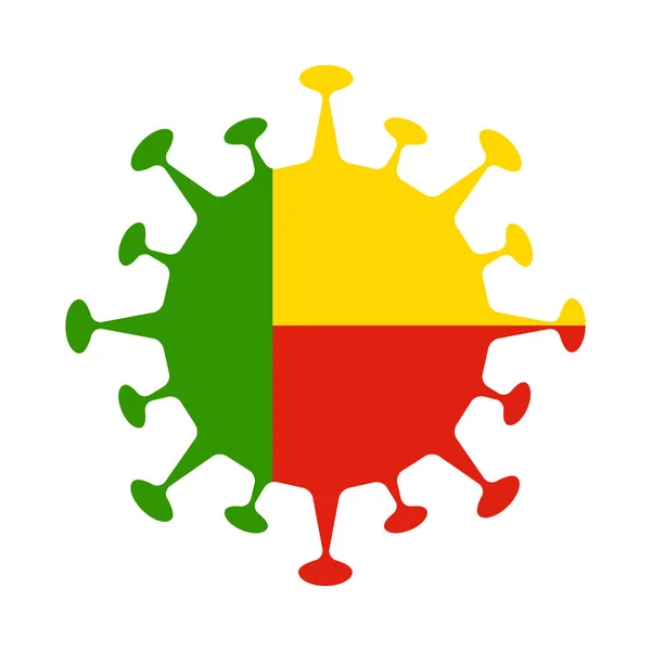 Bandera de Benín en forma de virus Signo de país Vector illustration — Vector de stock
