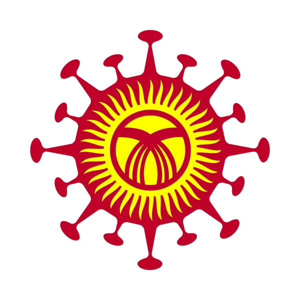Vlag van Kirgizië in virusvorm Land teken Vectorafbeelding — Stockvector